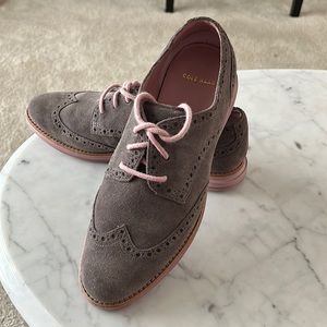 Gray and pink suede Oxford COLE HAAN shoes